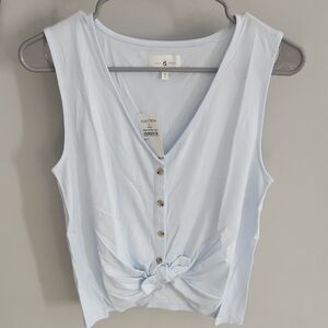 Lou & Grey Light Blue Button-Down Tank Top